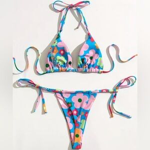 FLORAL THONG BIKINI SET